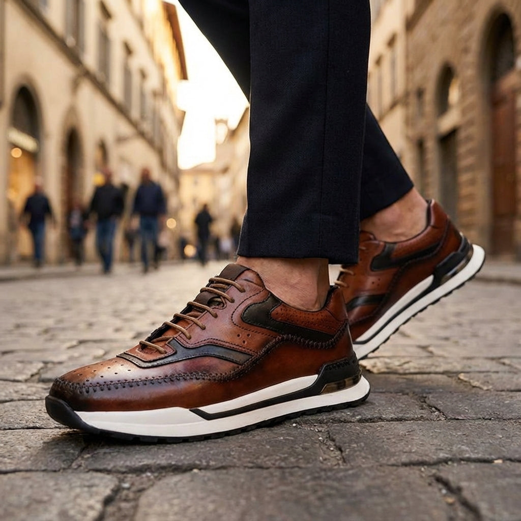 Men’s Cowhide Leather Sneakers | Cushioned & Comfort