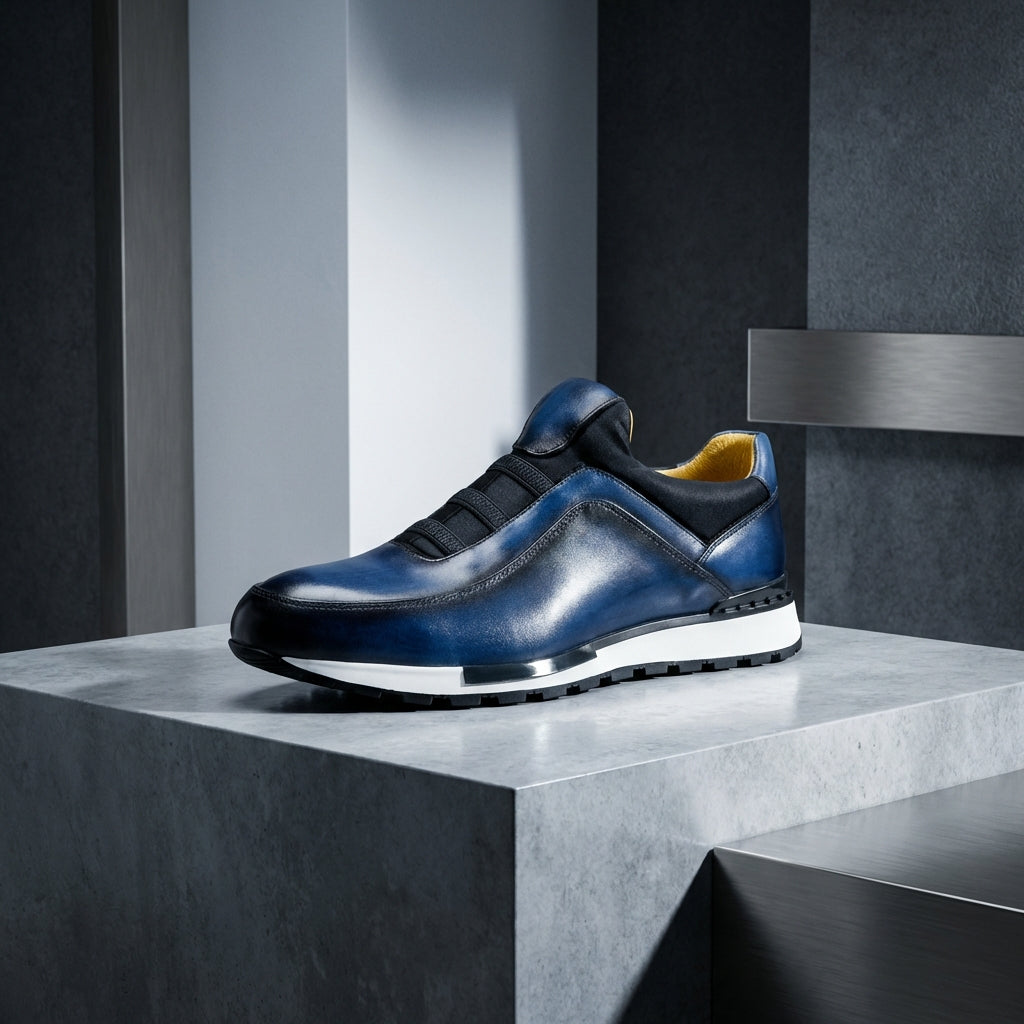 Men’s Cowhide Leather Slip-On Sneakers | Cushioned Comfort Sole