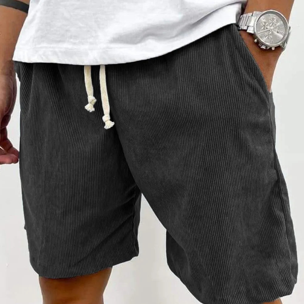 Men's Corduroy Shorts | Ribbed Drawstring Casual Fit