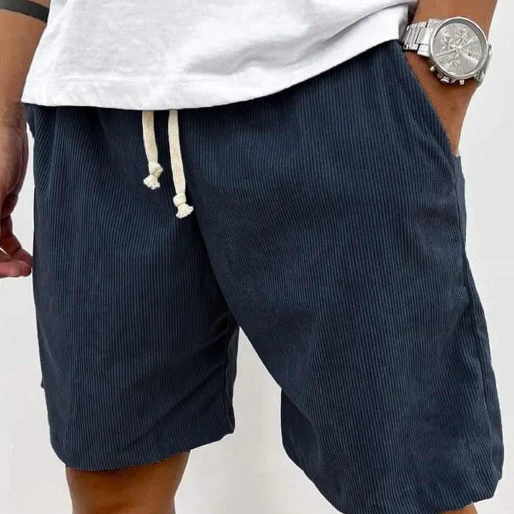 Men's Corduroy Shorts | Ribbed Drawstring Casual Fit