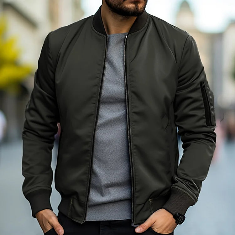 Men’s Bomber Jacket | Modern Aviator Zip-Up Casual Fit