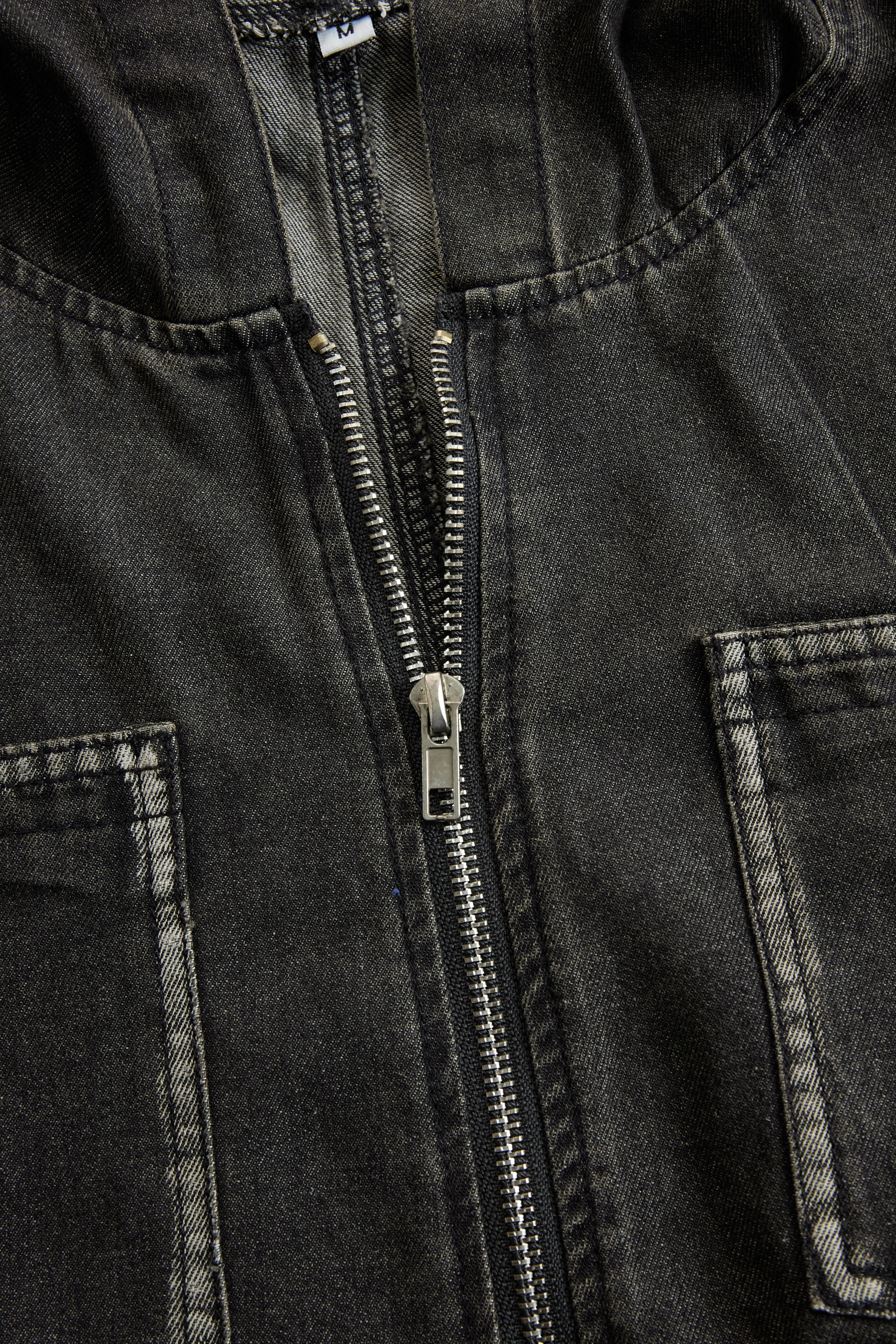 Women’s Denim Jumpsuit | Hooded Zip Up Wide Leg