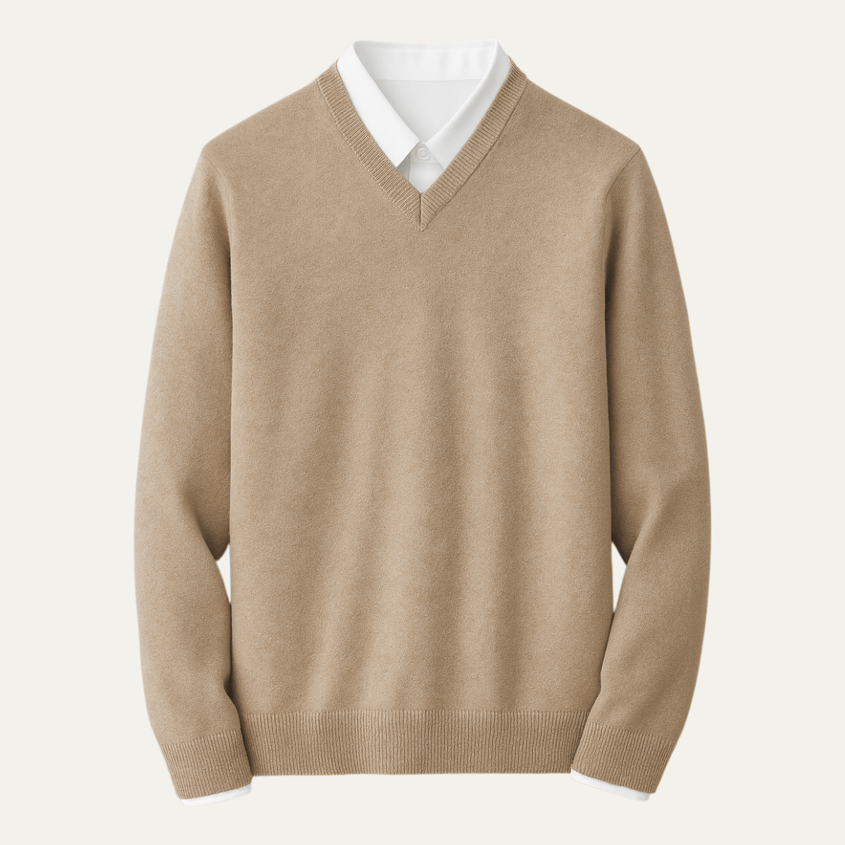 Men's Knit V-Neck Jumper | Ribbed Edge Detail