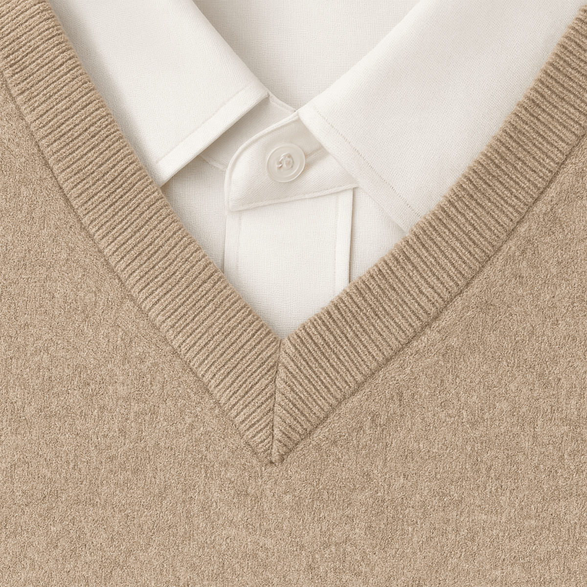 Men's Knit V-Neck Jumper | Ribbed Edge Detail