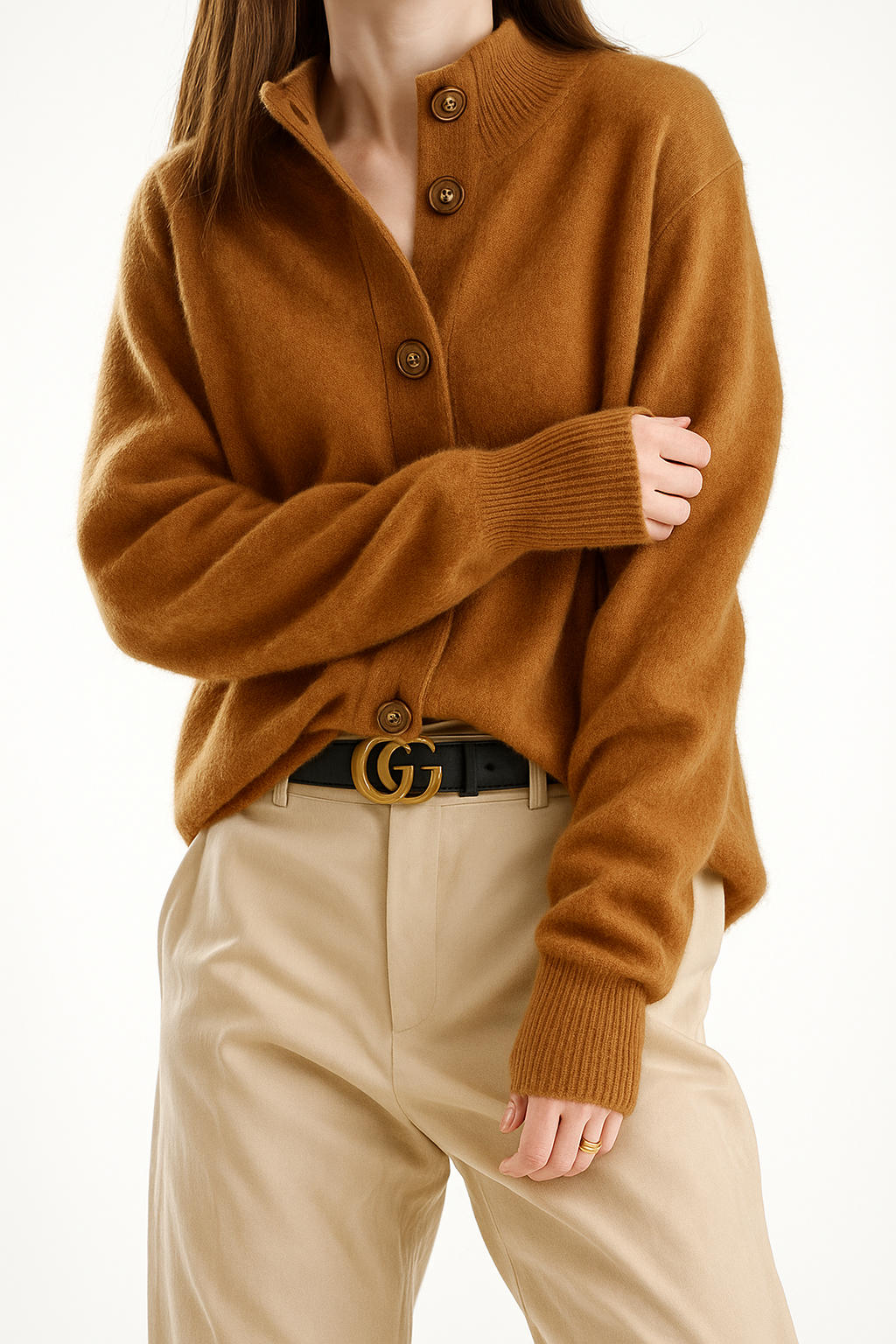 Women’s Button Cardigan | High Neck Knitted