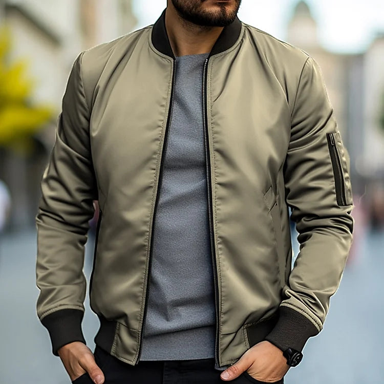 Men’s Bomber Jacket | Modern Aviator Zip-Up Casual Fit