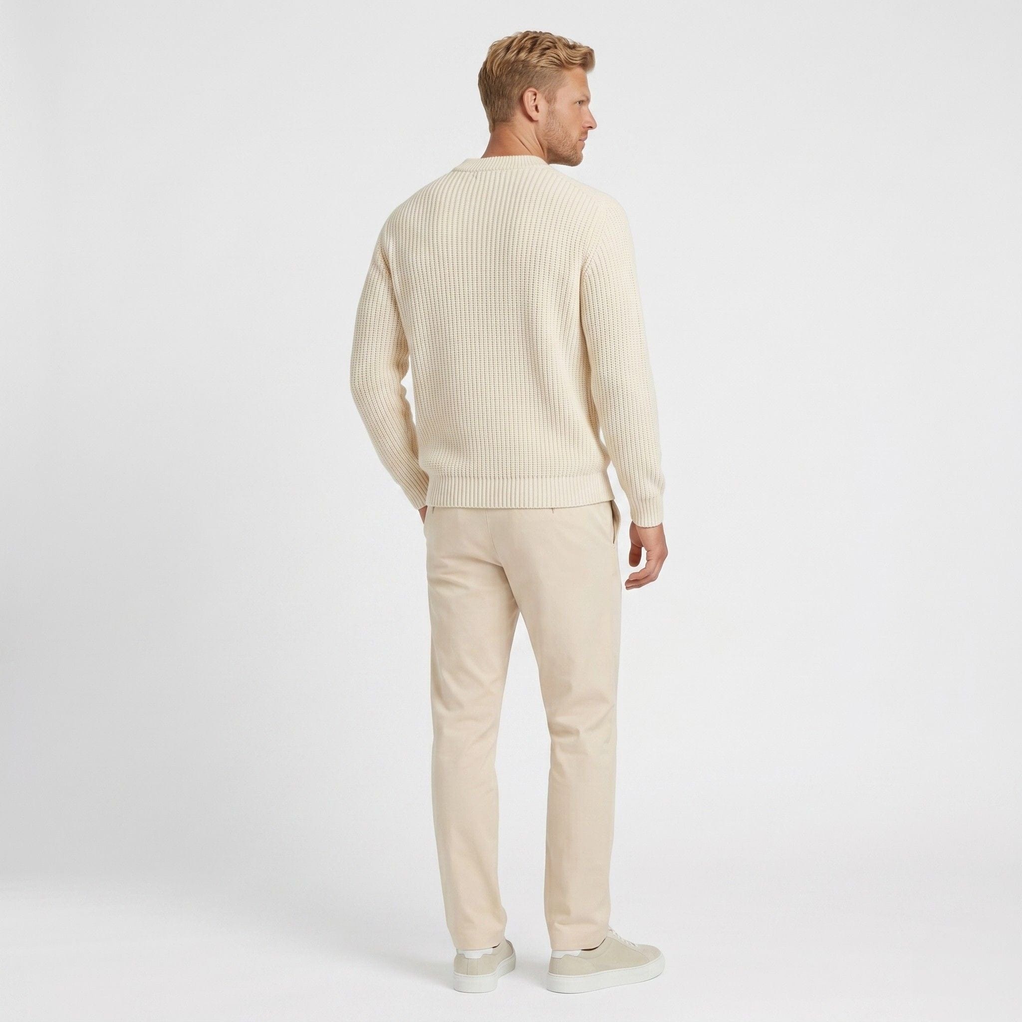 Men's Knitted V-Neck Jumper | Ribbed Trim