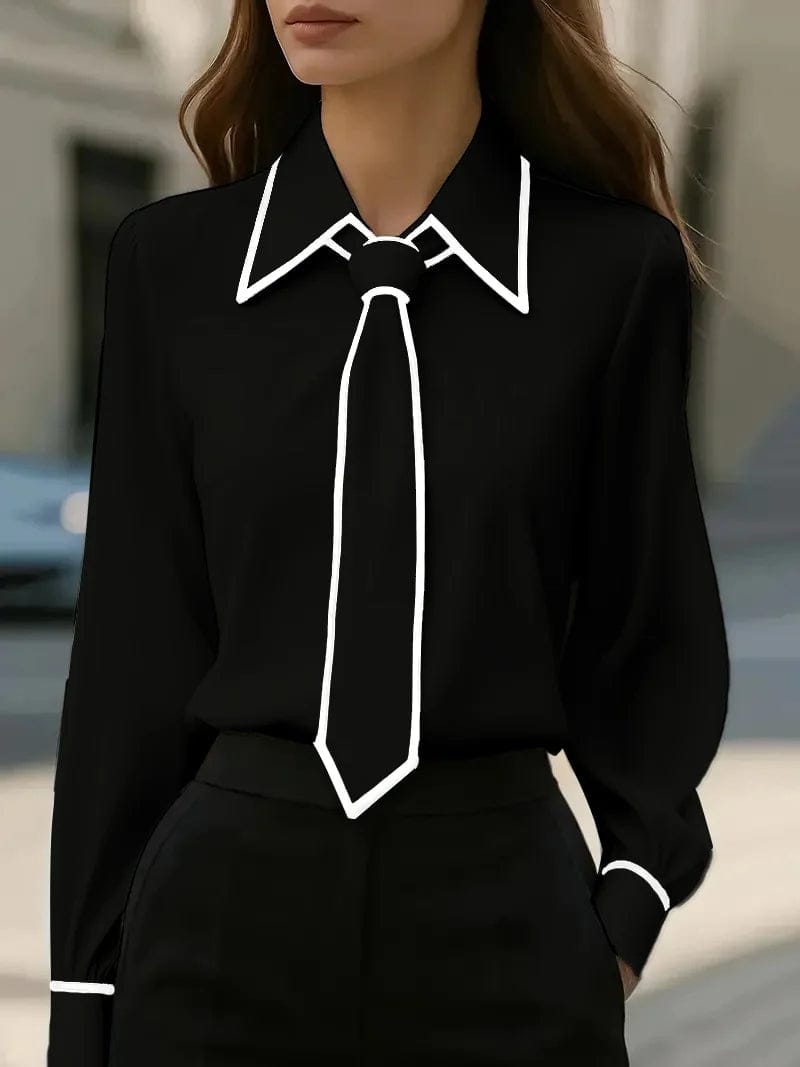 Women’s Collared Neck Long Sleeve Blouse | Tie Neck