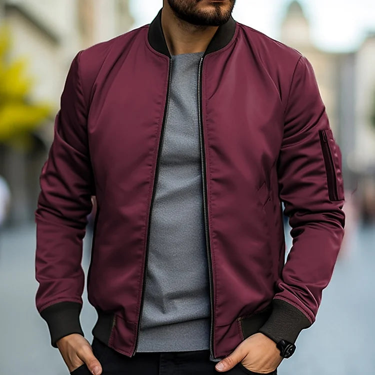 Men’s Bomber Jacket | Modern Aviator Zip-Up Casual Fit