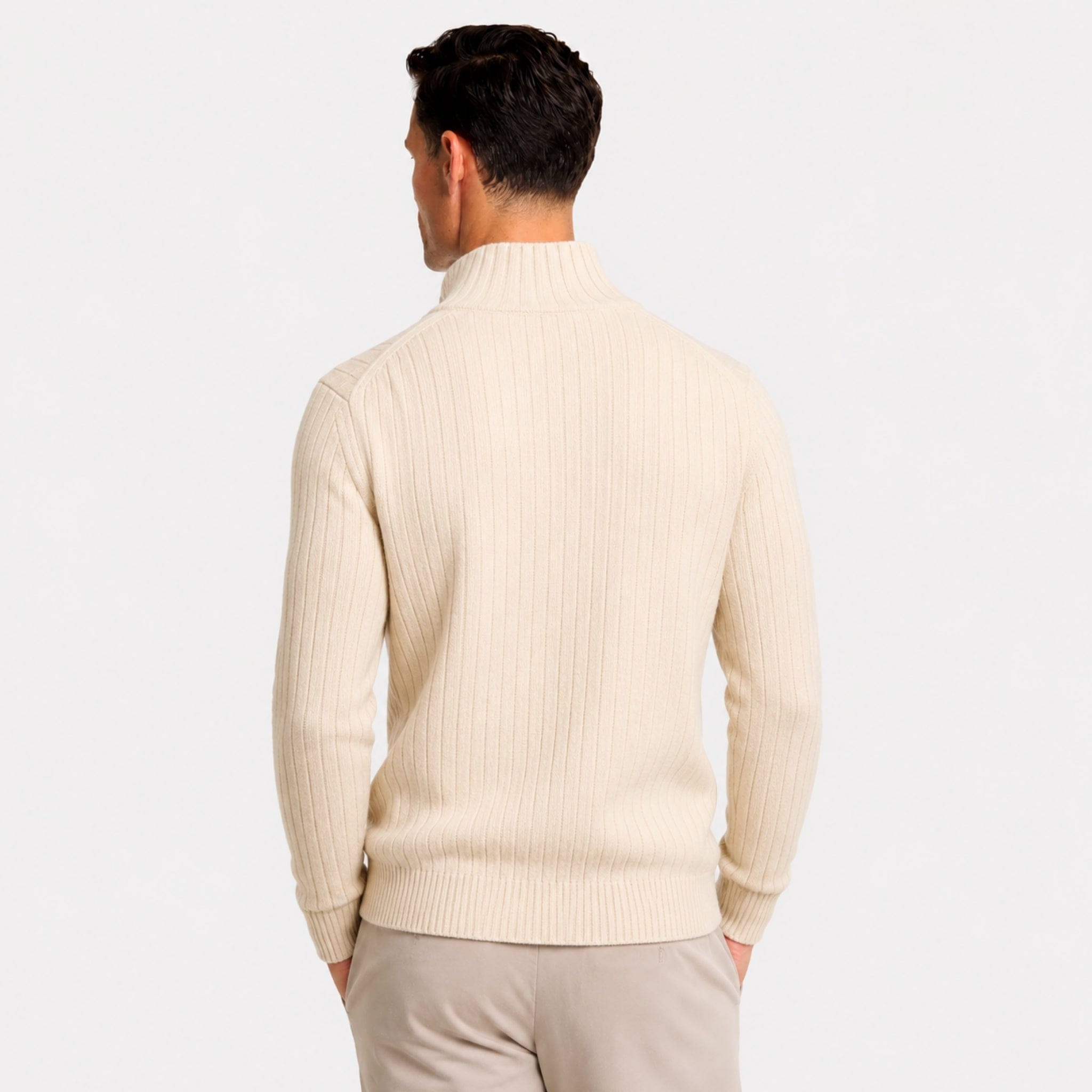 Men's Ribbed Cardigan | Funnel Neck & Full Zip