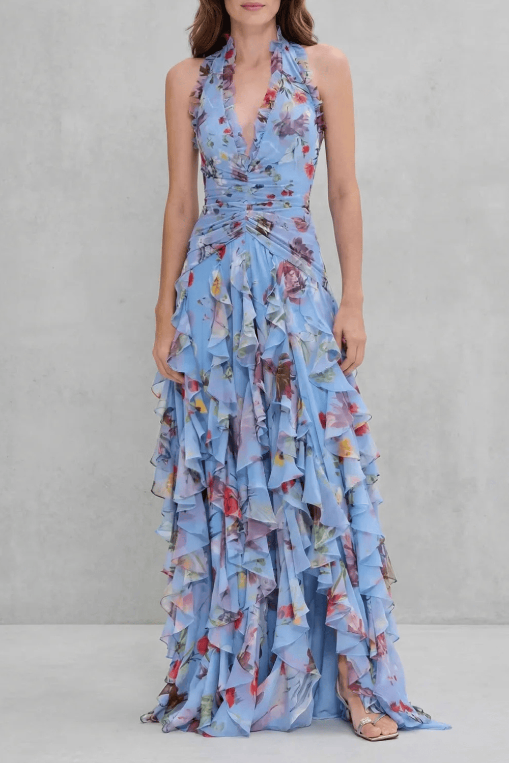 Women's Dress | Ruched Halter Neck Maxi