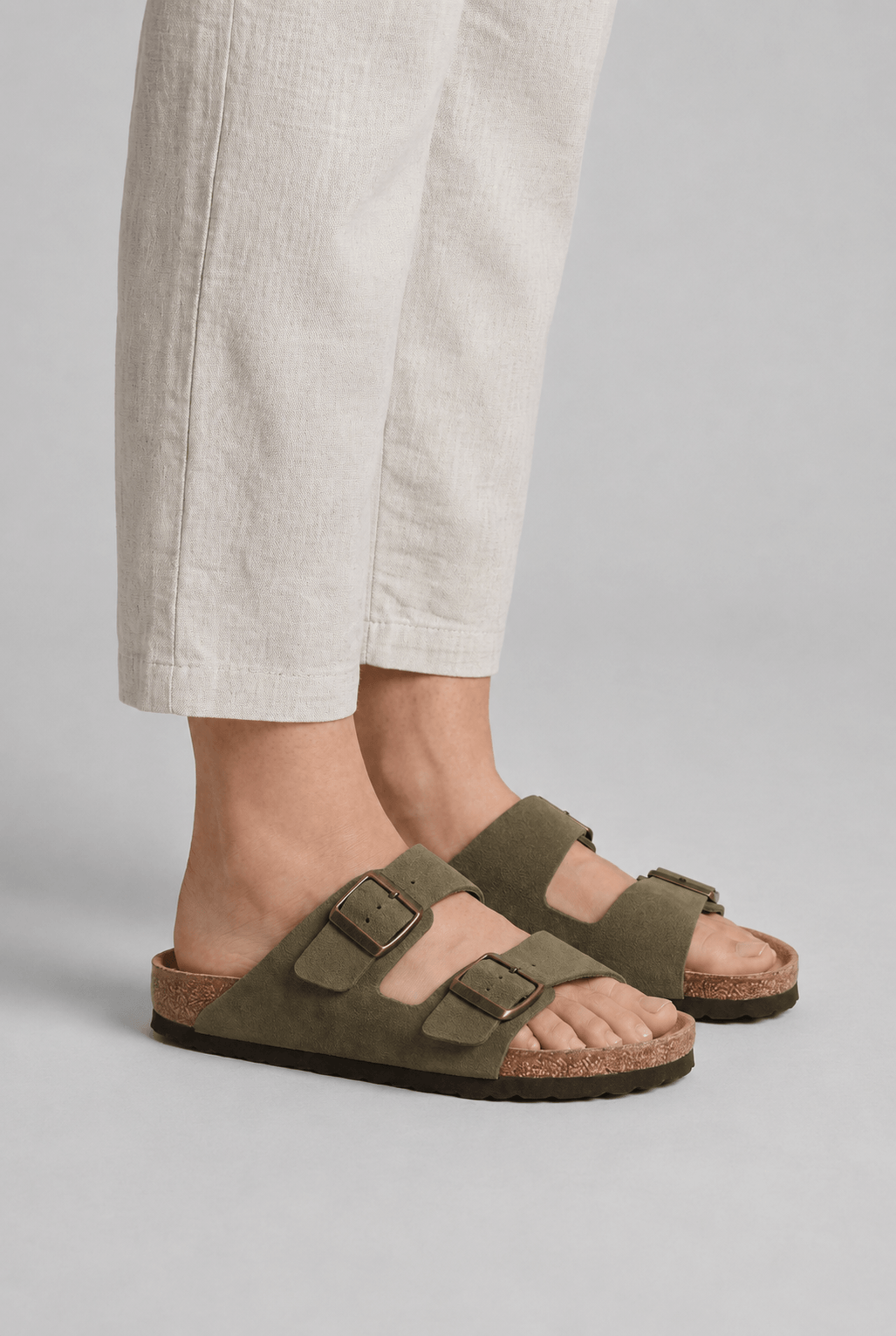 Women’s Double Strap Adjustable Buckle Slide Sandals | Casual