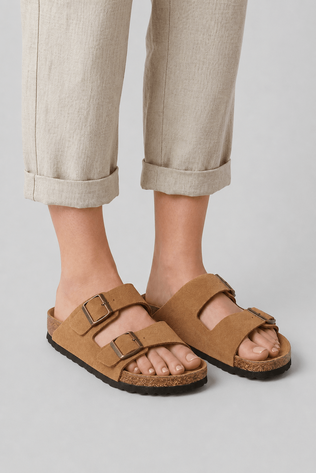 Women’s Double Strap Adjustable Buckle Slide Sandals | Casual