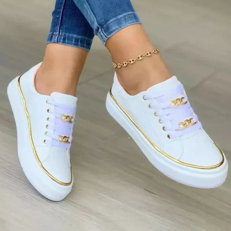 Women's Shoes | Orthopedic Lace-Up with Golden Details