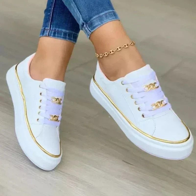 Women's Shoes | Orthopedic Lace-Up with Golden Details