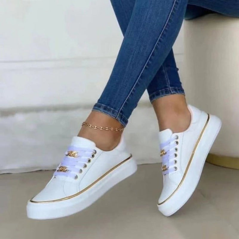 Women's Shoes | Orthopedic Lace-Up with Golden Details