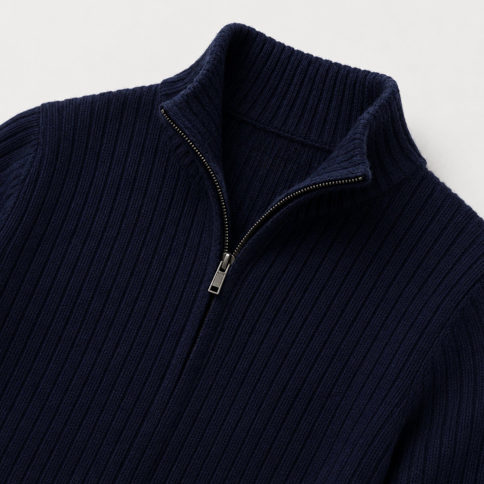 Men's Ribbed Cardigan | Funnel Neck & Full Zip