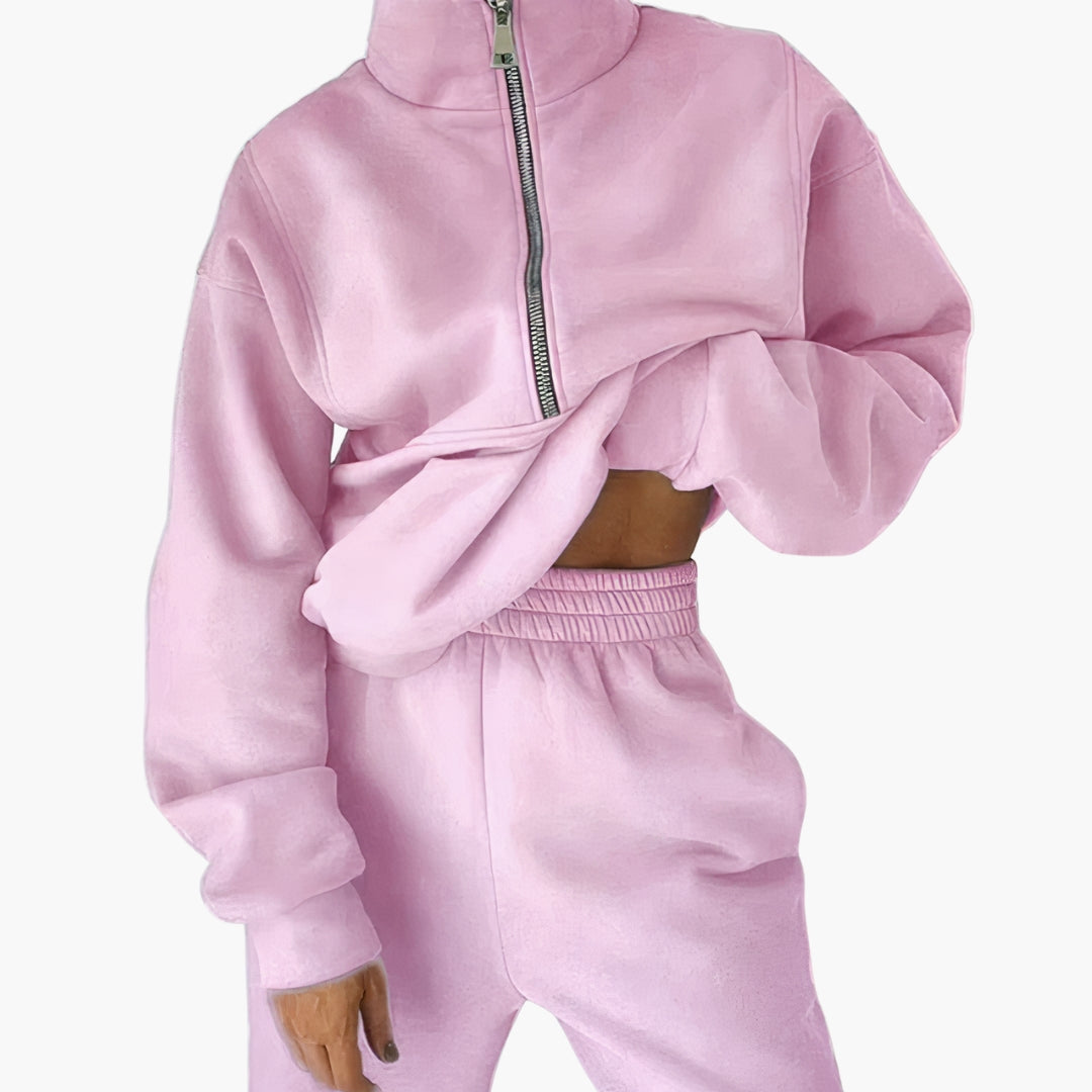 Women’s Tracksuit Set | Half Zip Sweatshirt & High Waisted Joggers