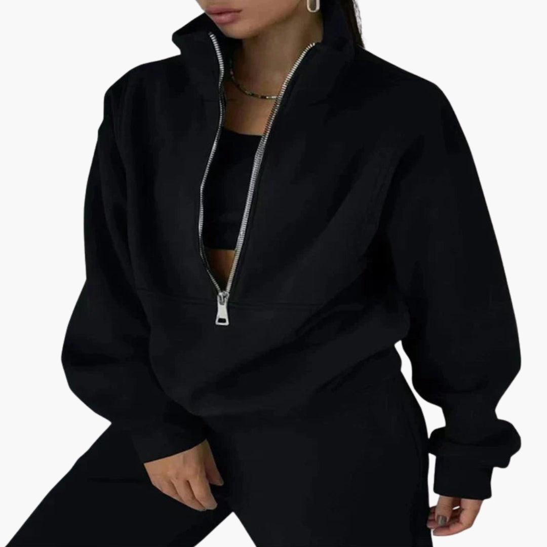 Women’s Tracksuit Set | Half Zip Sweatshirt & High Waisted Joggers