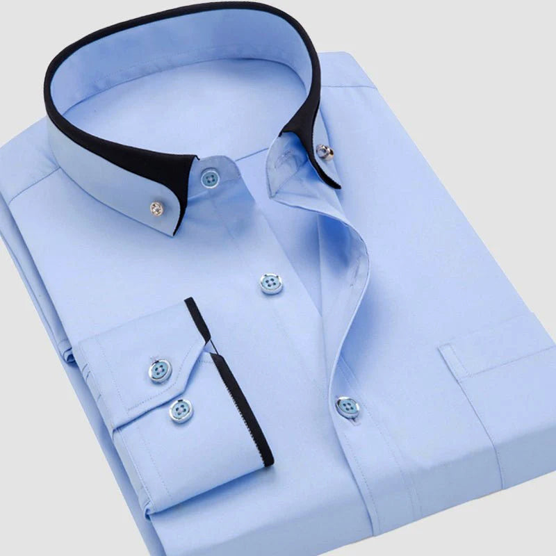 Men’s Contrast Collar Dress Shirt | Long Sleeve Button Up