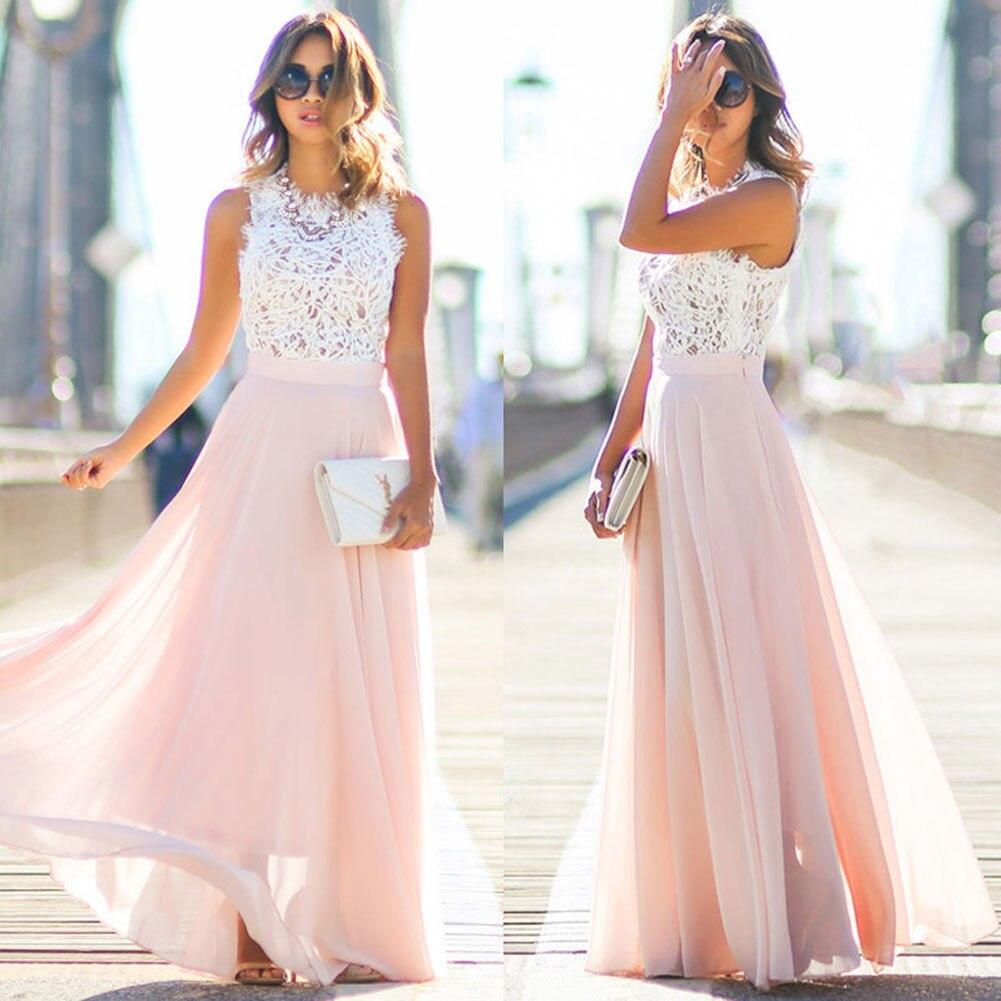 Women's Wedding Guest Dress Maxi | Guipure Lace Bodice & Flowing Skirt