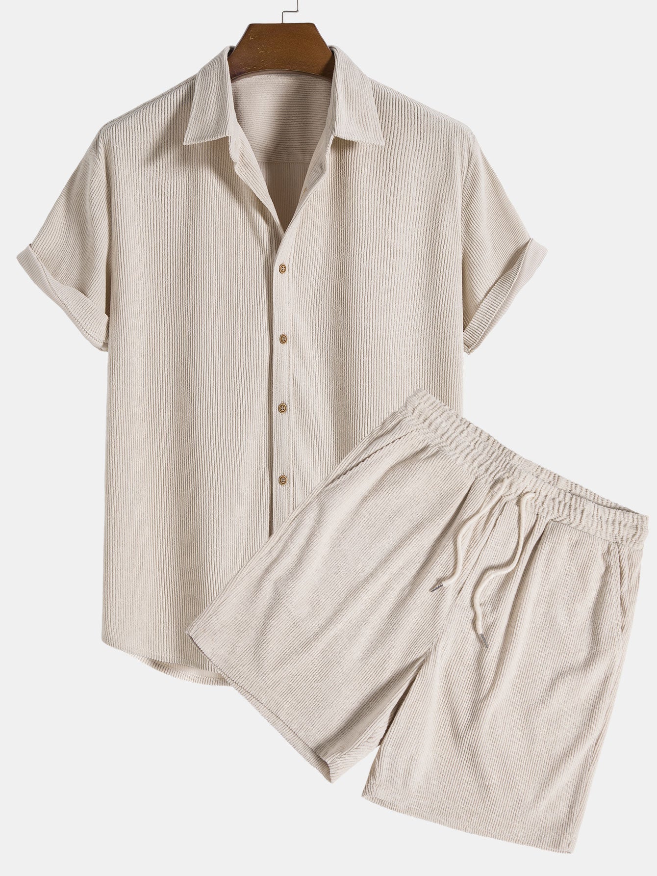 Men’s Ribbed Summer Set | Shirt and Shorts Co-Ord