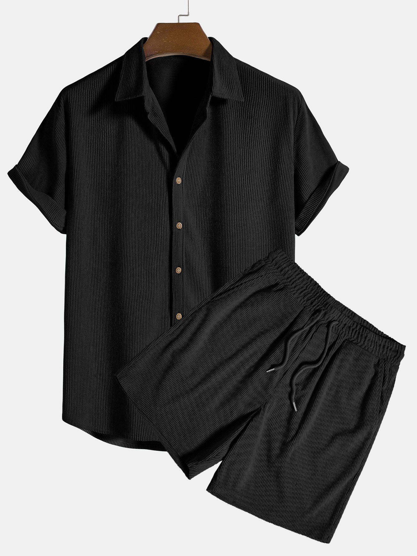 Men’s Ribbed Summer Set | Shirt and Shorts Co-Ord