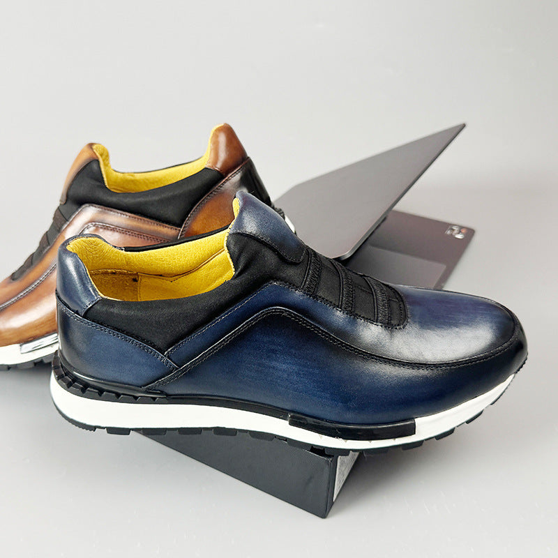 Men’s Cowhide Leather Slip-On Sneakers | Cushioned Comfort Sole