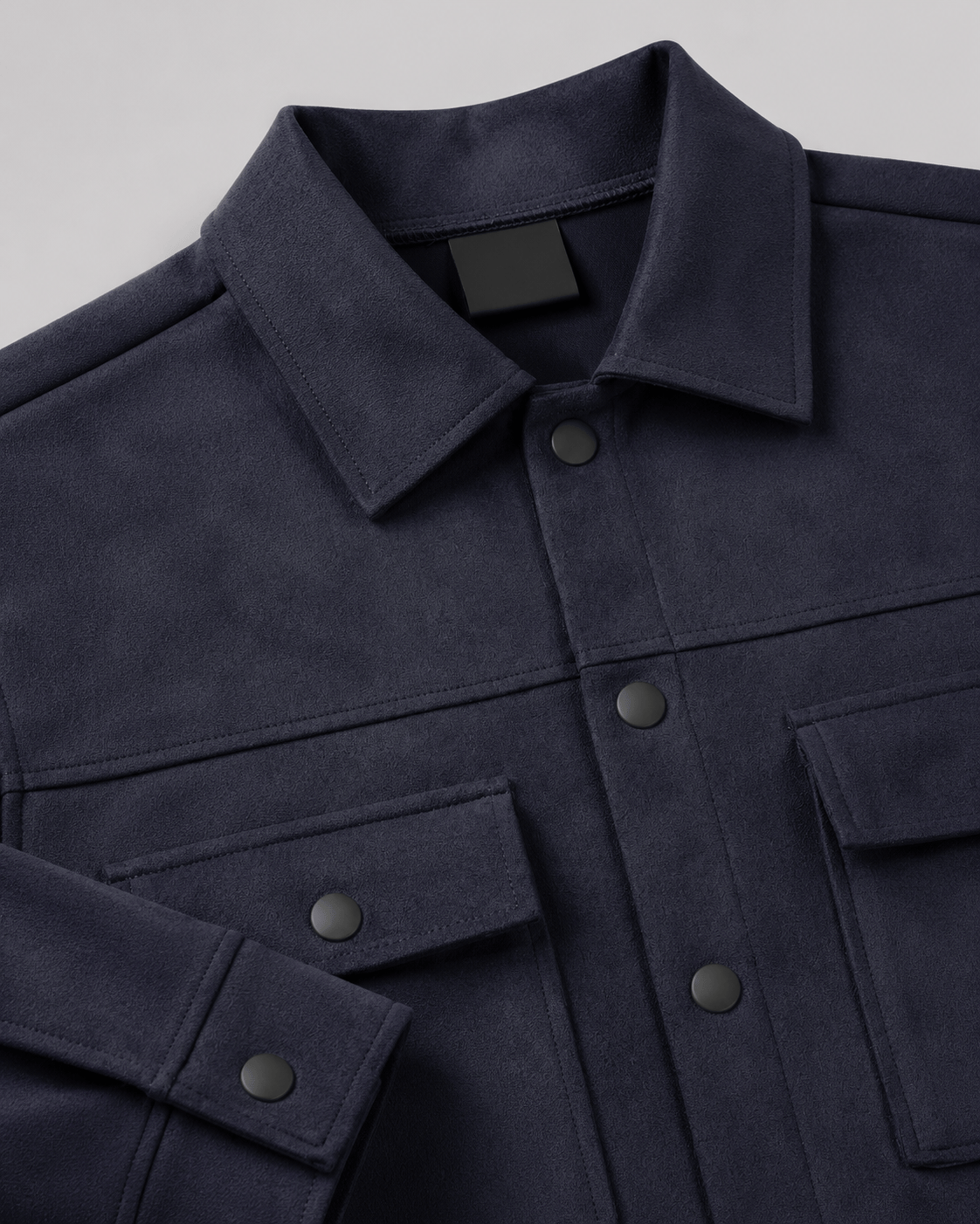 Versatile Mens Overshirt with Press Stud Front Point Collar and Flap Chest Pockets