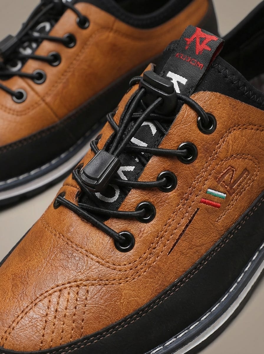 Men's Casual Dual Tone Lace Up Sneakers | Low Top