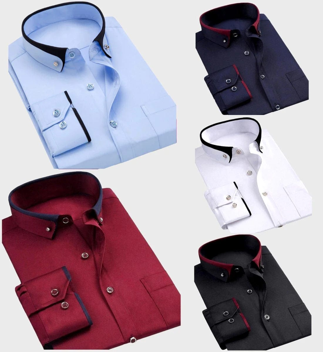 Men’s Contrast Collar Long Sleeves Button Down Dress Shirt | Slim Fit