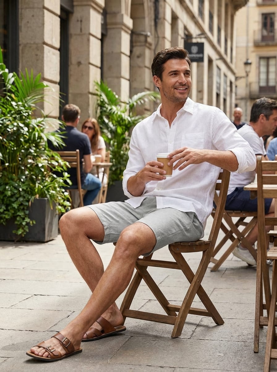 Men's Slim Fit Button Closure Summer Shorts | Side Pockets