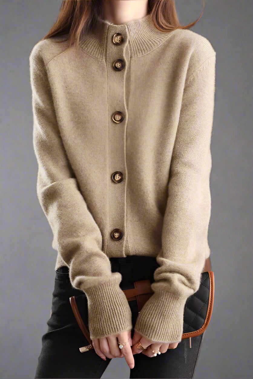 Women’s Button Cardigan | High Neck Knitted