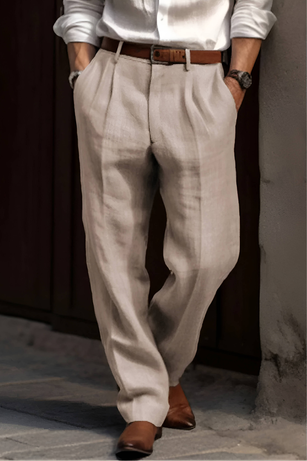 Men's Pleated Trousers | Straight Leg Smart Casual