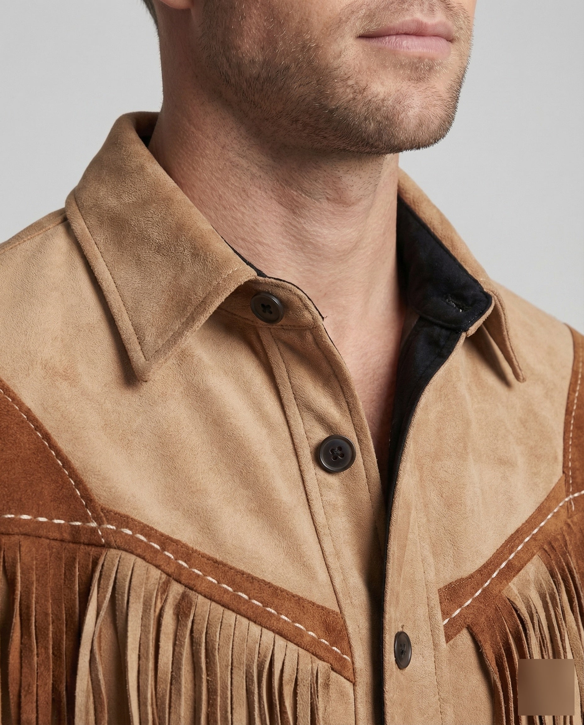 Men's Shirt | Fringes Embroidery Western Style