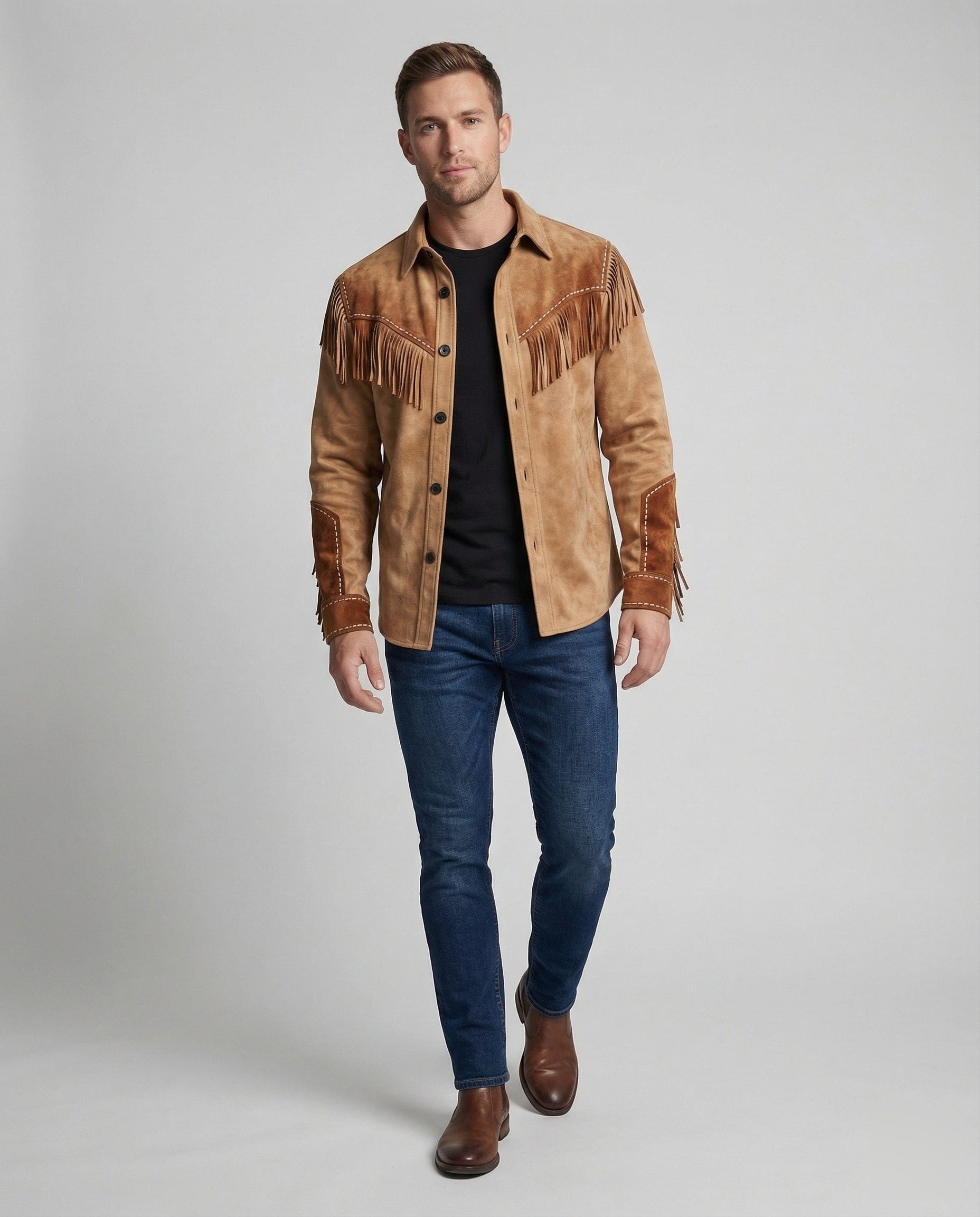 Men's Shirt | Fringes Embroidery Western Style