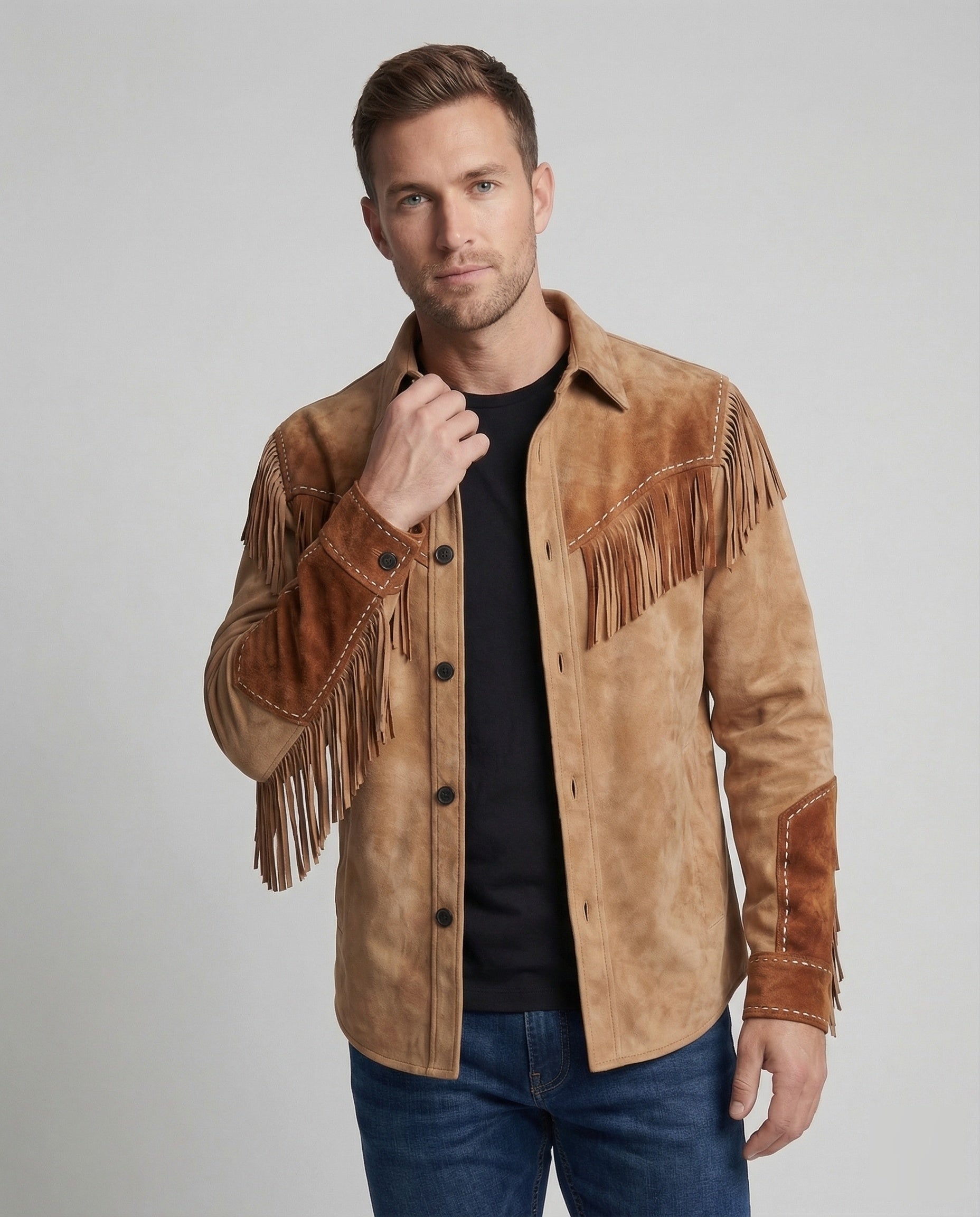 Men's Shirt | Fringes Embroidery Western Style