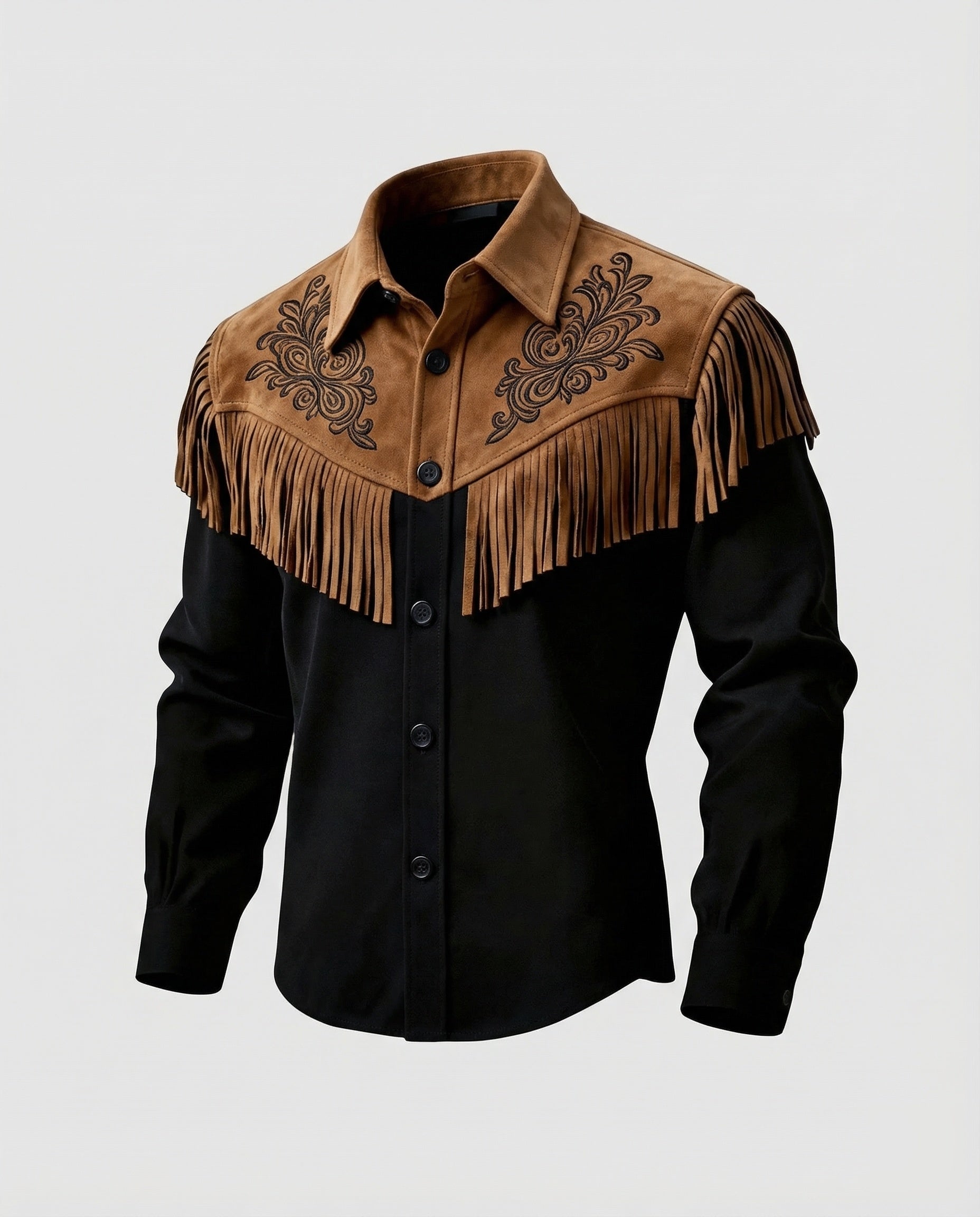 Men's Shirt | Fringes Embroidery Western Style