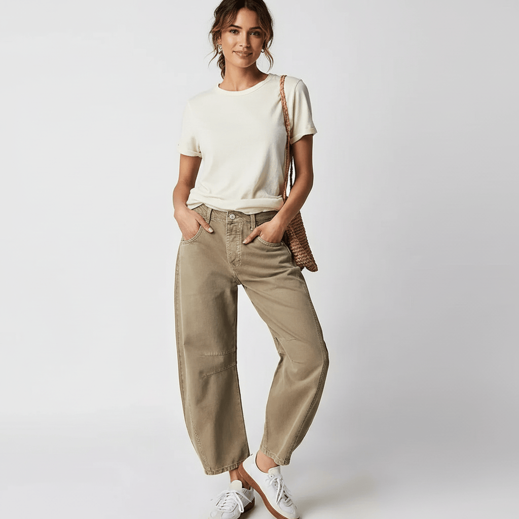 Women's Barrel Jeans | High Waist & Garment-Washed Finish