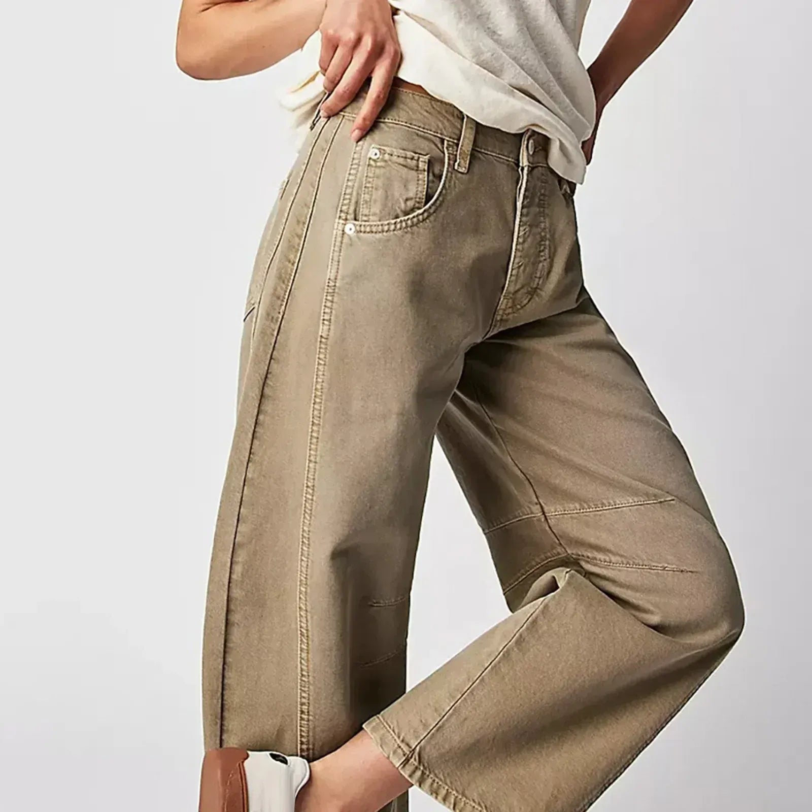 Women's Barrel Jeans | High Waist & Garment-Washed Finish