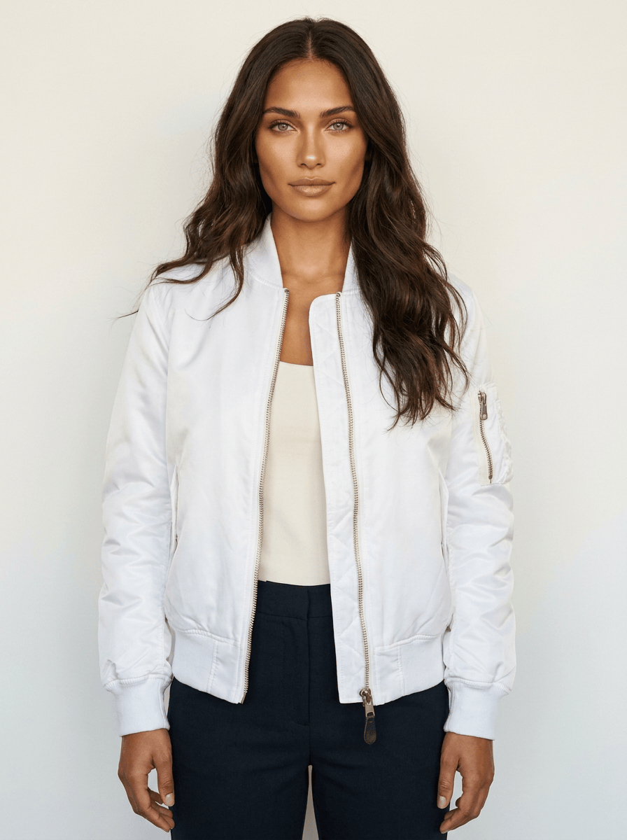 Women's Bomber Jacket | Ribbed Trim & Sleeve Pocket