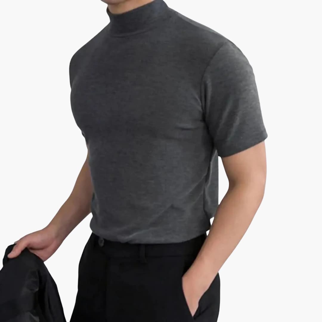 Men’s Slim Fit T-Shirt | High Neck Short Sleeve