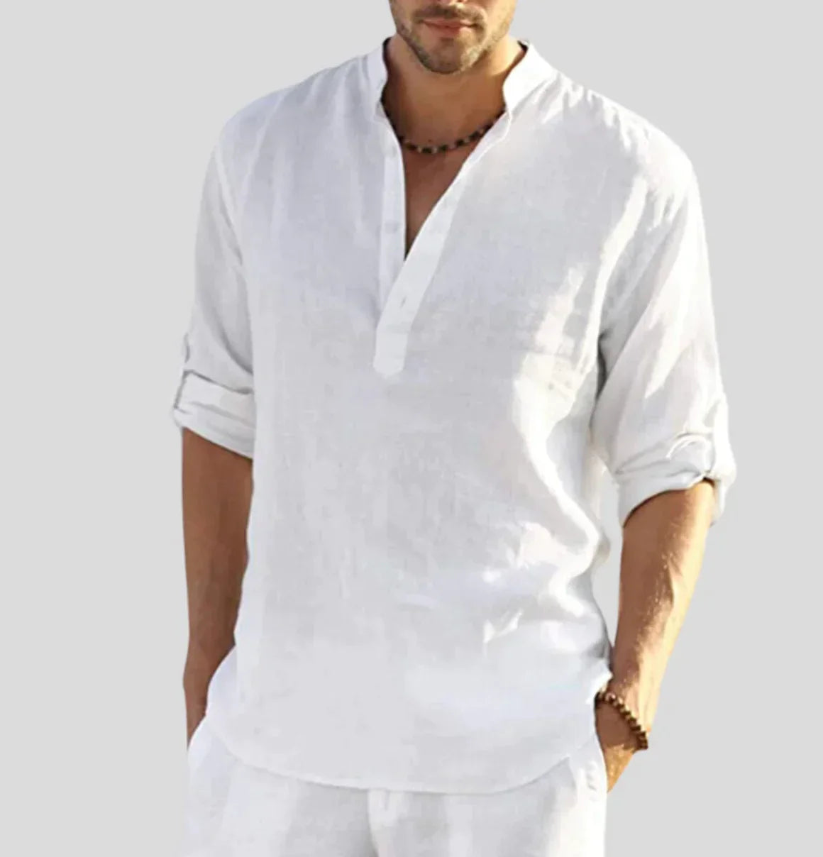 Men’s Stand Collar Casual Shirt | Relaxed Modern Fit
