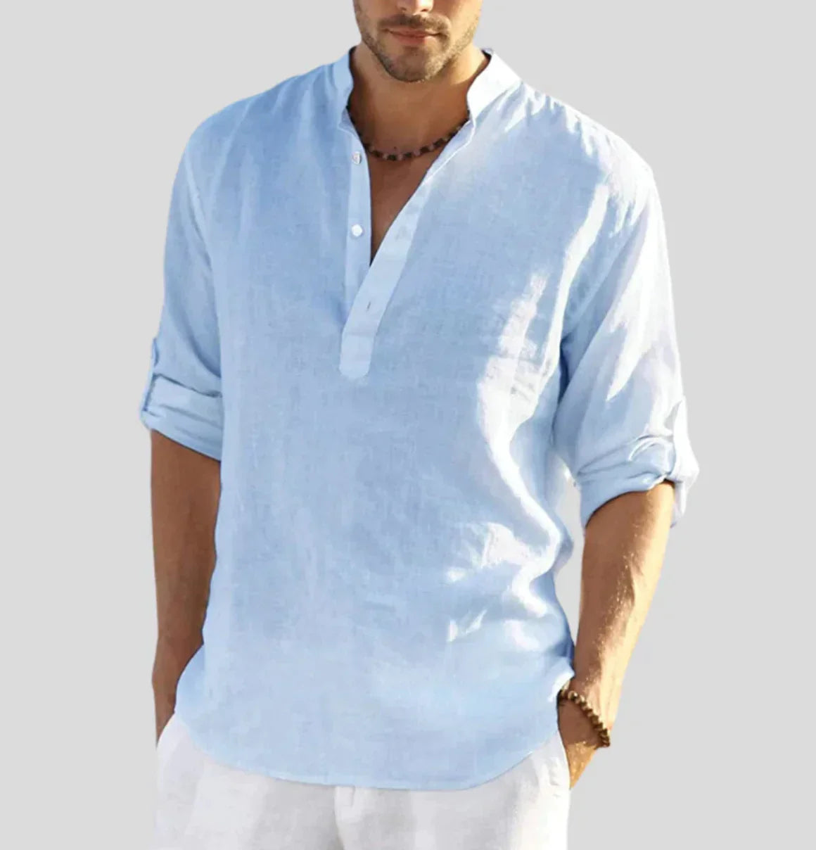 Men’s Stand Collar Casual Shirt | Relaxed Modern Fit
