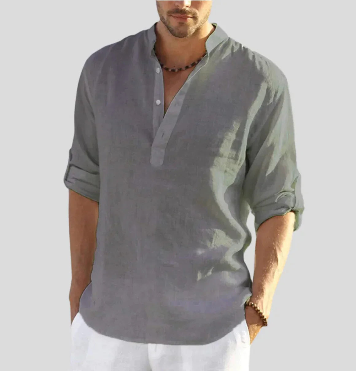 Men’s Stand Collar Casual Shirt | Relaxed Modern Fit