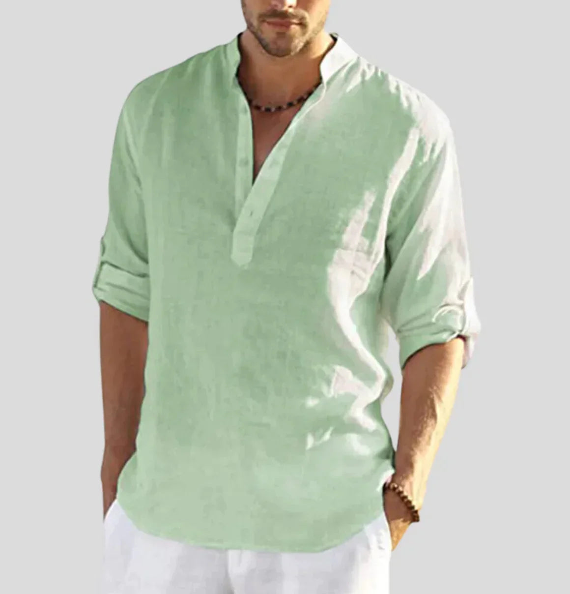 Men’s Stand Collar Casual Shirt | Relaxed Modern Fit