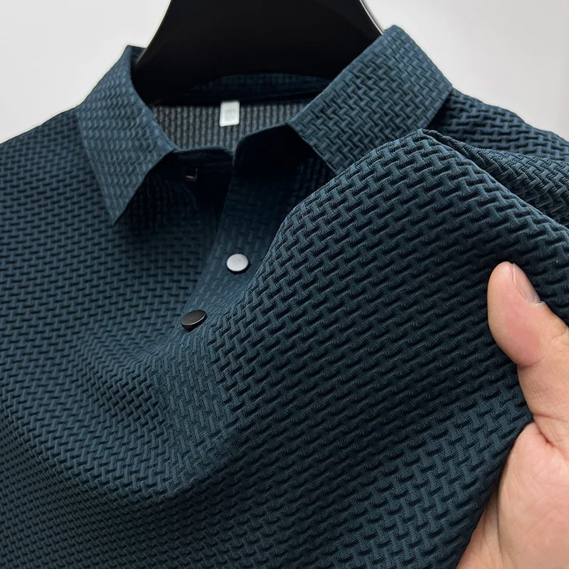 Men’s Knitted Polo Shirt | Short Sleeve Textured