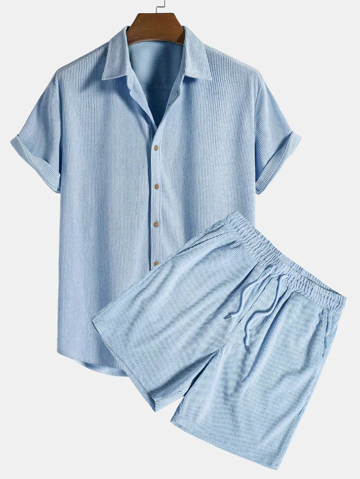 Men’s Ribbed Summer Set | Shirt and Shorts Co-Ord