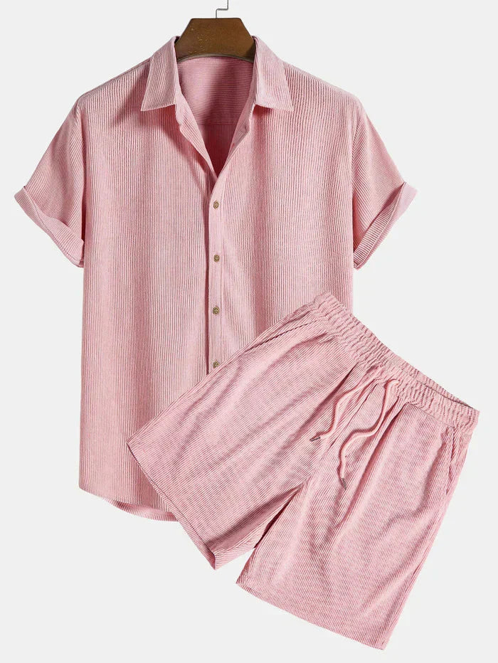 Men’s Ribbed Summer Set | Shirt and Shorts Co-Ord
