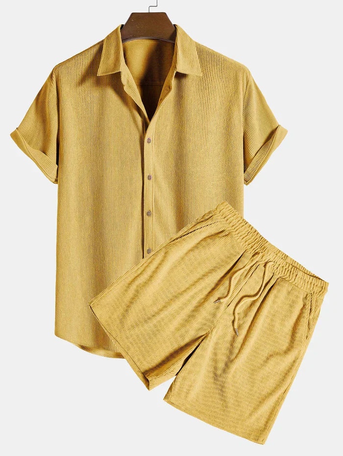Men’s Ribbed Summer Set | Shirt and Shorts Co-Ord